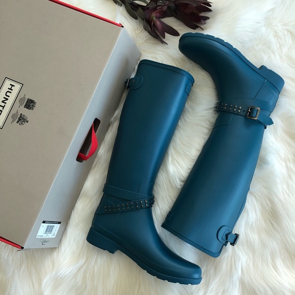 Hunter Shoes - Hunter Refined Stud Tall Waterproof Biker Boot